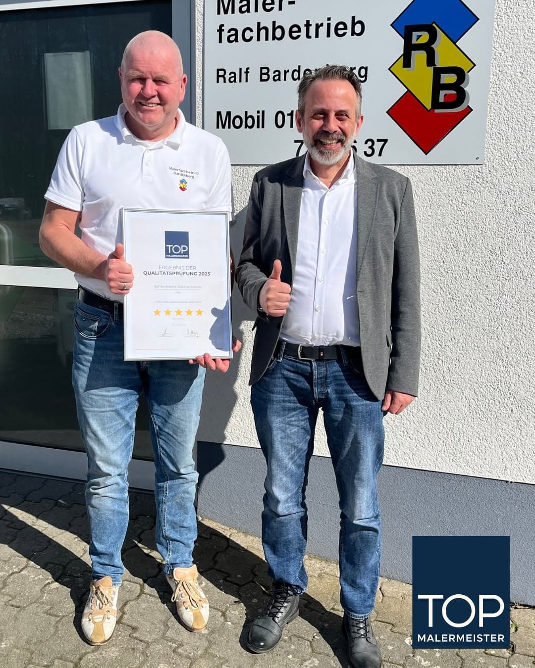 Ralf Bardenberg erhält die TOP Malermeister Auszeichnung — Qualitätsprüfung 2025